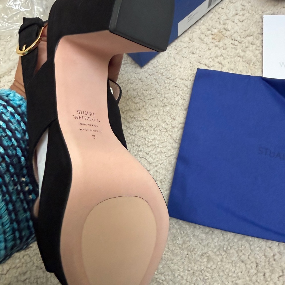 Stuart Weitzman Black Suede Platform Sandals - Picture 5 of 7